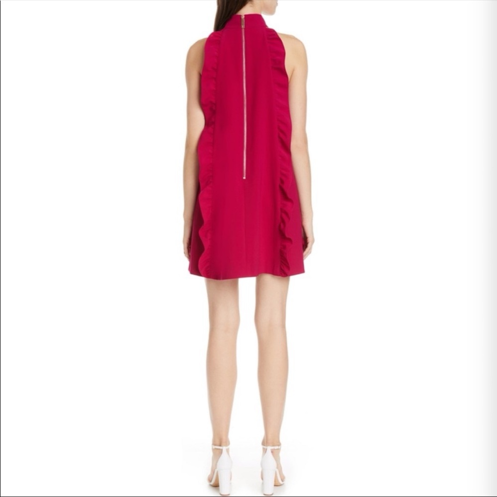 Ted Baker London Torriya Ruffled Sleeveless Halter Tunic Dress In Deep Pink NWT - Picture 5 of 12